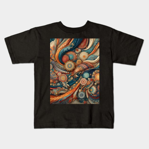 Vibrant Vistas: Celebrating Indian Elegance through Sari Textiles, Rajput Paintings, and More Kids T-Shirt by insaneLEDP